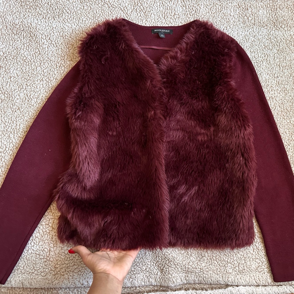 Banana Republic Burgundy Teddy Jacket